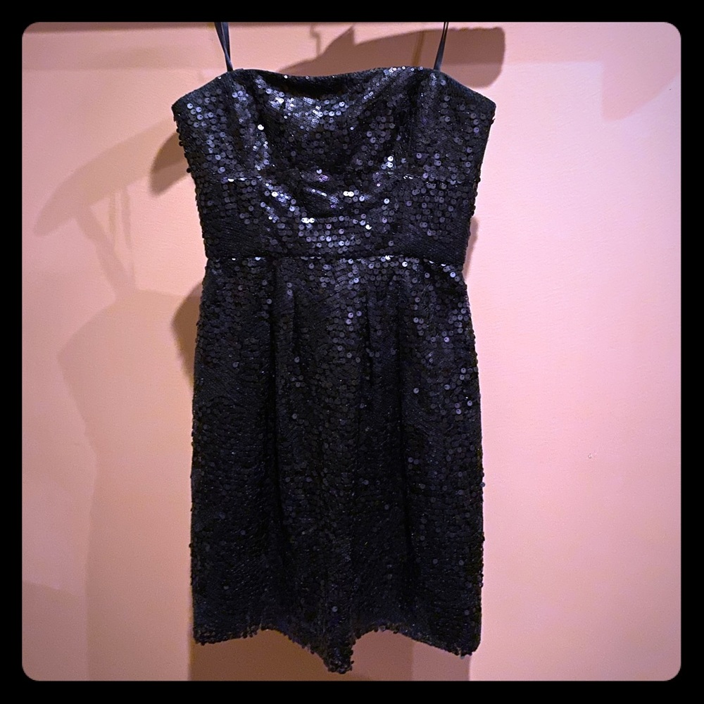Black sequin strapless dress